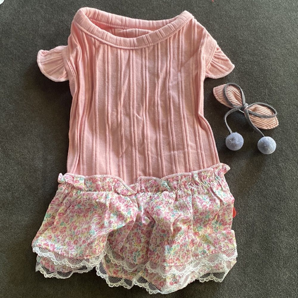 Dog Dress Pink and White Size S NWT